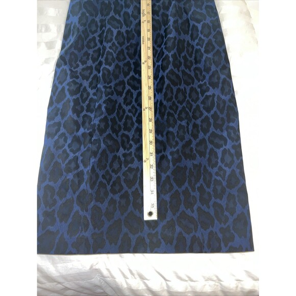 KAY UNGER NEW YORK Women's Dress Sz 6 Cap Sleeveless V-Neck Blue Black Leopard - Picture 11 of 13
